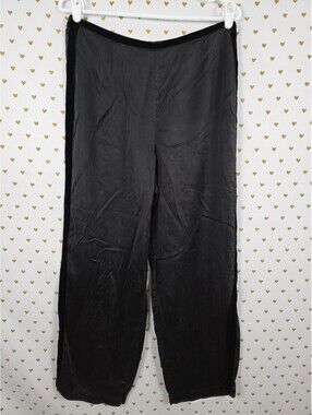 Vintage Victoria's Secret 2000 Black 100% Silk Velvet Trim Pajama Pants L